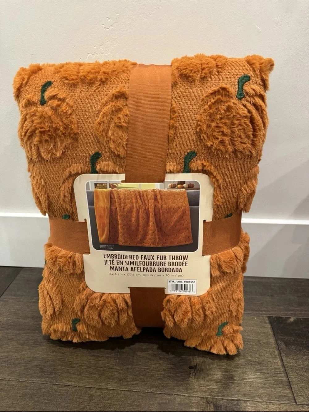 VIRAL Costco Pumpkin Embroidered Faux Fur Throw Halloween - Ships Quick!
